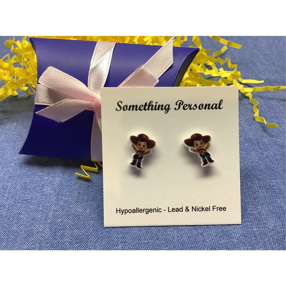 Woody - Toy Store Inspired Post Earrings -- Gift Boxed - Chibi Cute